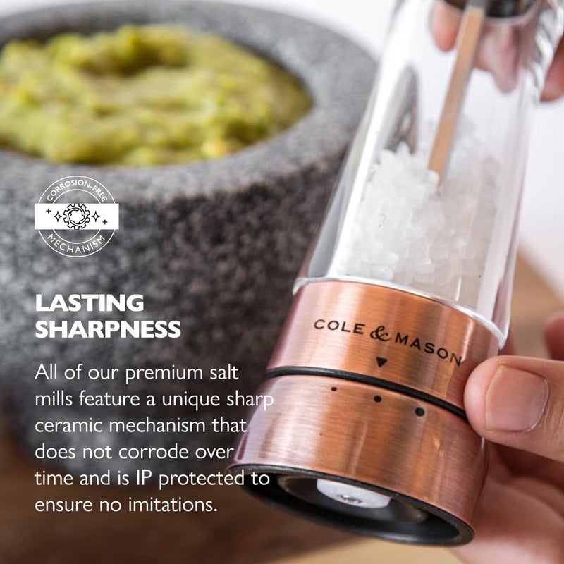 COLE & MASON Derwent Salt Grinder - Copper Mill Includes Gourmet Precision Mechanism and Premium Sea Salt - Image 5